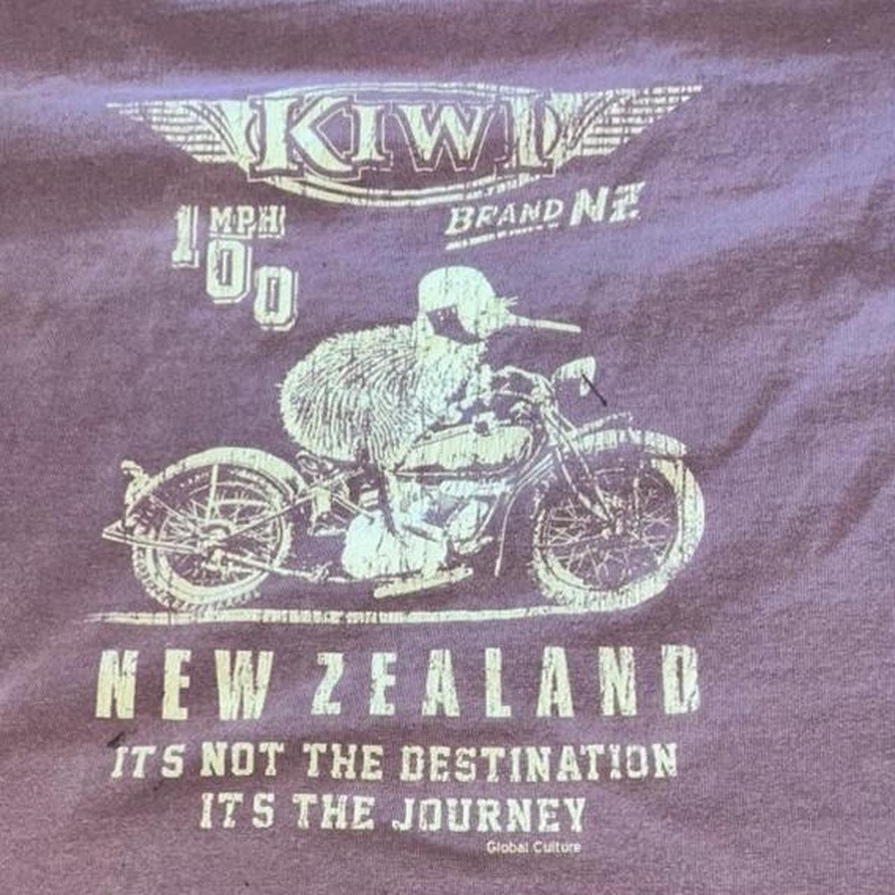 brown New Zealand motorcycle t-shirt Size L
